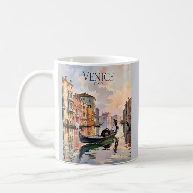 Venice Gondola Ride Watercolor Canal Colorful Coffee Mug (Left)