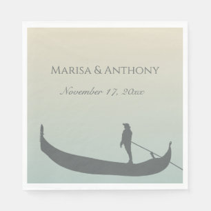 Venice Gondola Silhouette at Sunset Wedding Napkin