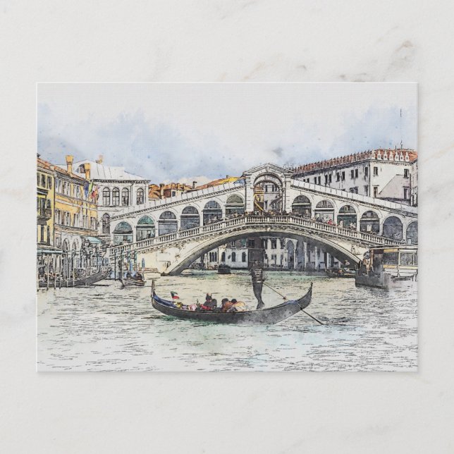 Venice Gondola with Bridge Postcard (Front)