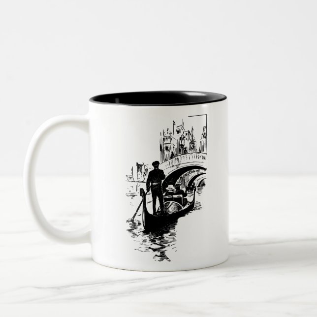Venice Gondola with Bridge Two-Tone Coffee Mug (Left)