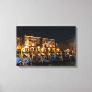 Venice Gondolas at Night Canvas Print
