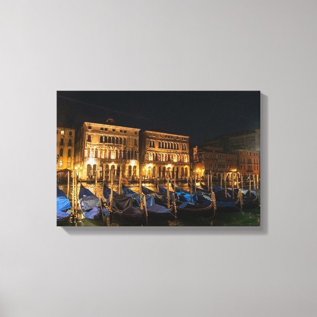 Venice Gondolas at Night Canvas Print (Front)