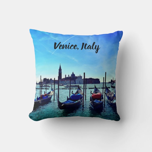 Venice Gondolas Boat Italy Blue Sky Cushion (Front)