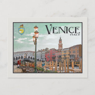 Venice - Grand Canal and Rialto Bridge Postcard