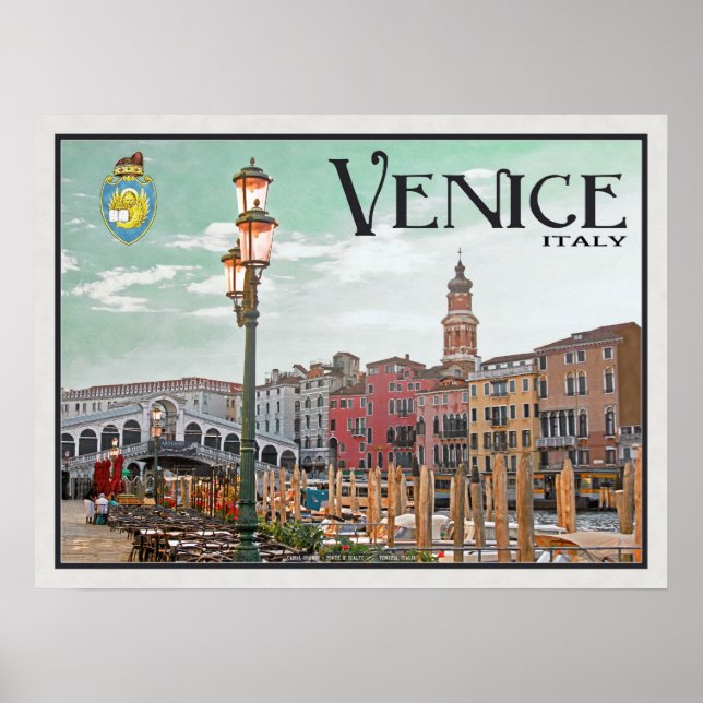 Venice - Grand Canal and Rialto Bridge Poster (Front)