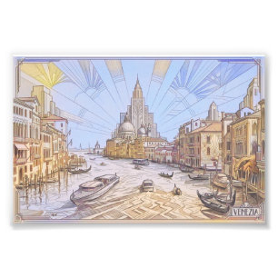 Venice Grand Canal Art Deco Retro Travel Print
