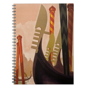 Venice Grand Canal Boat Italy Illustration Notebook