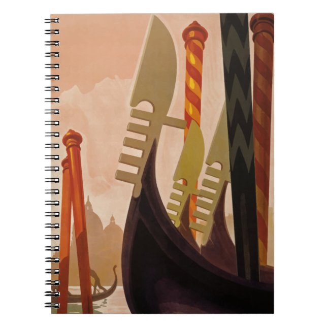 Venice Grand Canal Boat Italy Illustration Notebook (Front)