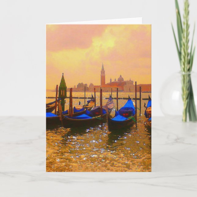 Venice Grand Canal & Gondolas Italy Travel Artwork Card (Front)