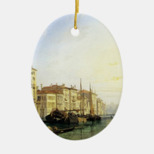 Venice Grand Canal, Sunset by Richard Bonington Ceramic Tree Decoration