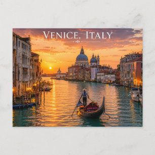 Venice Grand Canal Sunset Postcard