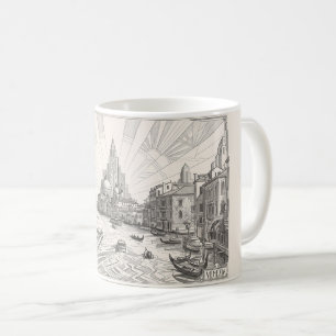 Venice Grand Canal Vintage Art Deco Pencil Sketch Coffee Mug