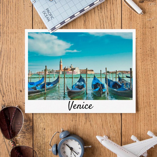 Venice Grand Canal with blue iconic gondolas Postcard (Creator Uploaded)