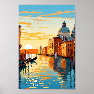 Venice Italy Art vintage travel art illustration Poster