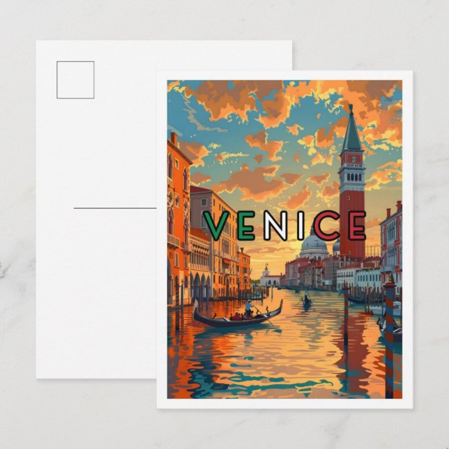 Venice Italy Art Vintage Travel Postcard (Front/Back)