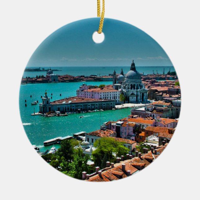 Venice, Italy - Bird's Eye View Ceramic Tree Decoration (Front)