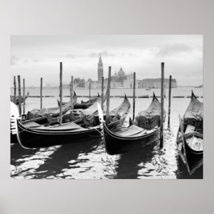 Venice Italy black and white landscape P Triptych Poster