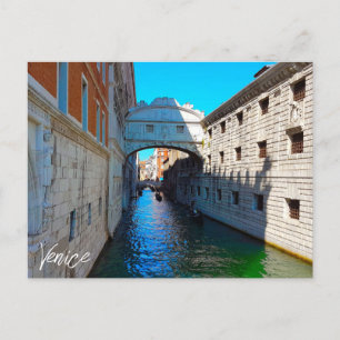 Venice Italy Bridge of Sighs Canal Travel Postcard