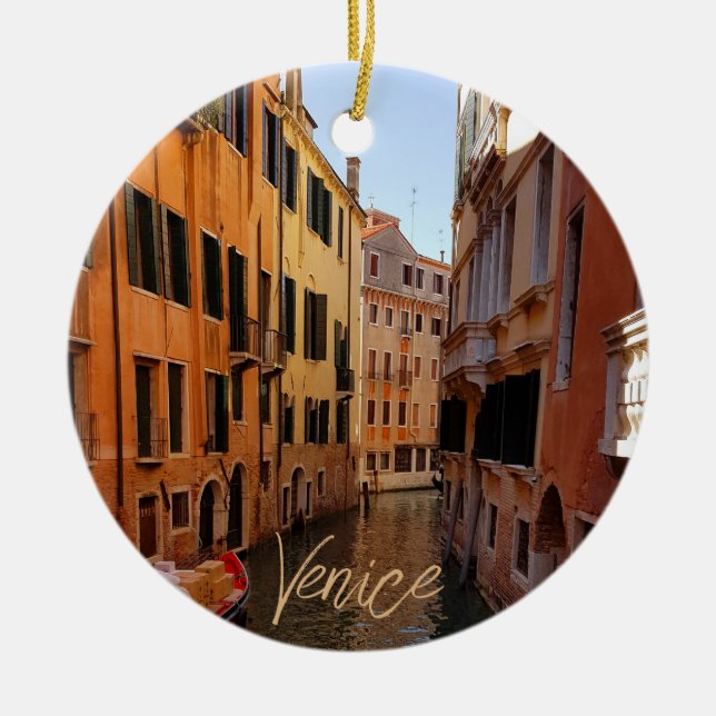 Venice Italy Canal Buildings Travel Ceramic Tree Decoration (Front)