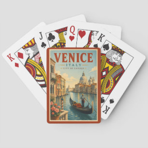 Venice Italy Canals Illustration Travel Art Retro Playing Cards