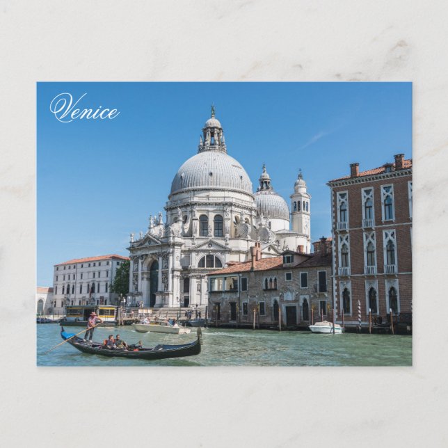 Venice Italy Church Gondola Travel Photo Postcard (Front)