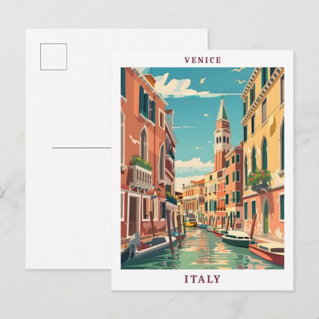 Venice Italy Elegant Vintage Travel Postcard (Front/Back)