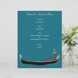 Venice, Italy Gondola and Gondolier Custom Menu Letterhead