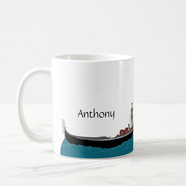 Venice, Italy Gondola and Gondolier Personalised Coffee Mug (Left)