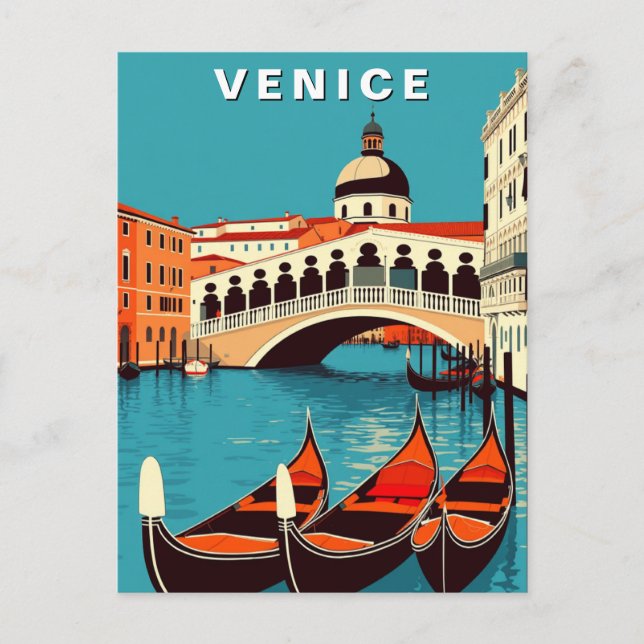 Venice Italy Gondola Canal Vintage  Postcard (Front)