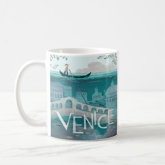 venice Italy Gondola travel vacation retro post   Coffee Mug (Left)