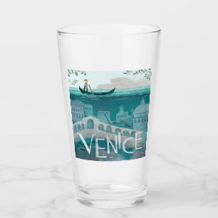 venice Italy Gondola travel vacation retro post   Glass