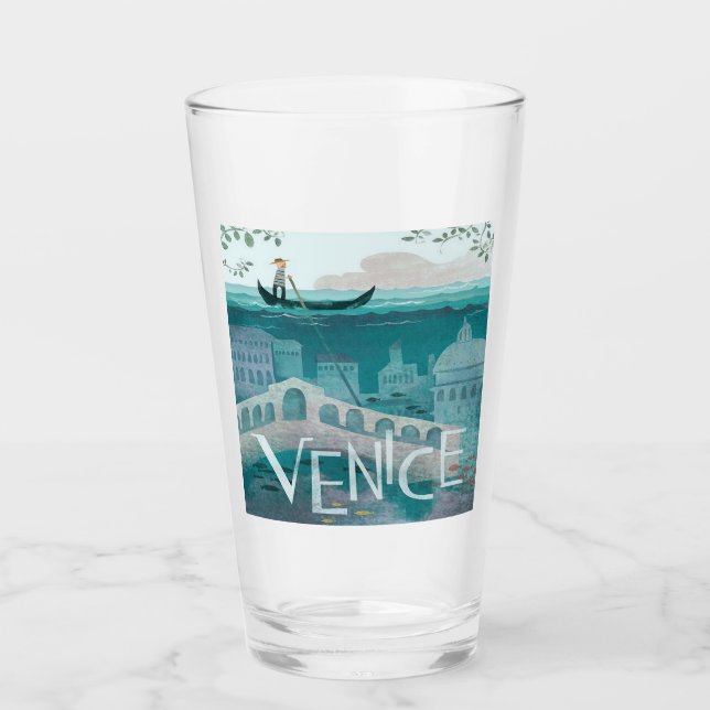 venice Italy Gondola travel vacation retro post   Glass (Front)