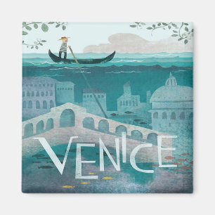 venice Italy Gondola travel vacation retro post Magnet