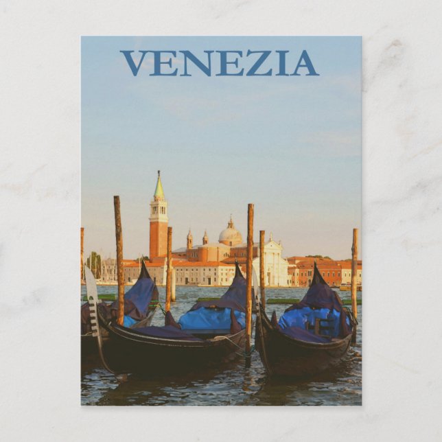 Venice Italy Gondolas Retro Vintage Travel Poster Postcard (Front)