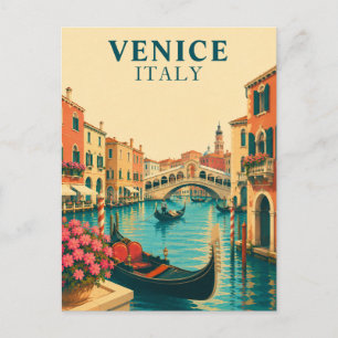 Venice Italy Grand Canal Gondola Retro Souvenir Postcard