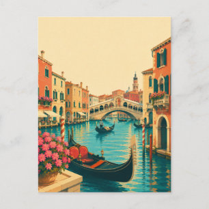 Venice Italy Grand Canal Gondola Retro Souvenir Postcard