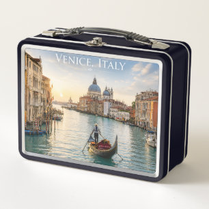 Venice Italy Grand Canal Gondola Sunset Metal Lunch Box