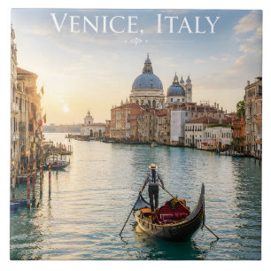 Venice Italy Grand Canal Gondola Sunset Tile