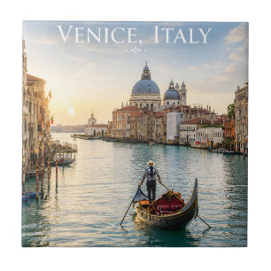 Venice Italy Grand Canal Gondola Sunset Tile