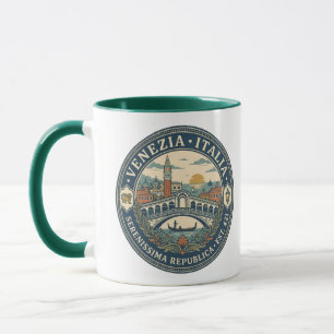 Venice Italy Illustration Travel Art Badge Mug