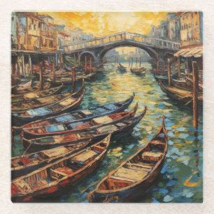 Venice, Italy, in van Gogh style Glass Coaster