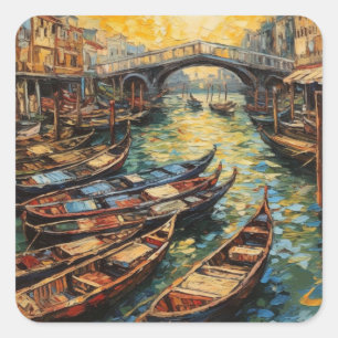 Venice, Italy, in van Gogh style Square Sticker