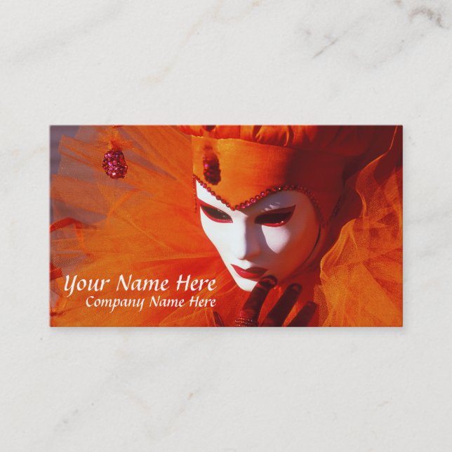 Venice, Italy (IT) - Orange Carnival Costume Business Card (Front)