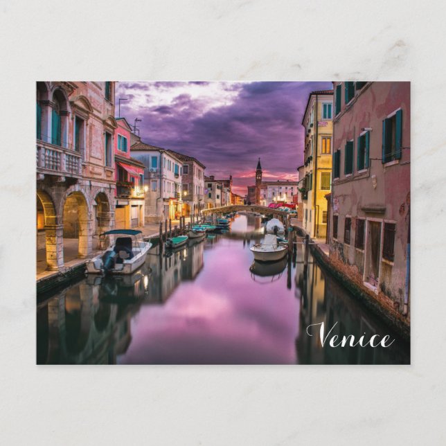 Venice Italy Italian Canal at Sunset Photo Postcard (Front)