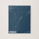 Venice Italy Minimalist City Map Line Art in Blue Jigsaw Puzzle<br><div class="desc">Venice Italy Minimalist City Map Line Art in Blue Puzzle</div>