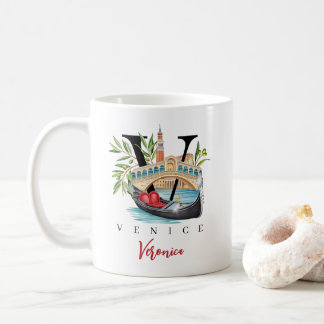 Venice Italy Monogram Letter V Personalised Gift Coffee Mug