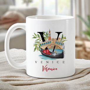 Venice Italy Monogram Letter V Personalised Gift Coffee Mug