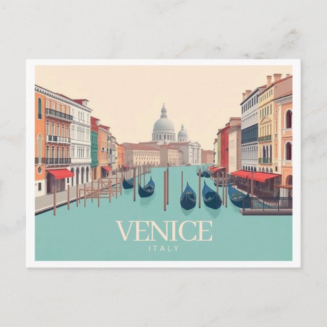 Venice Italy Pastel Travel Design Postcard (Front)