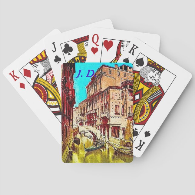 Venice Italy Playing cards & monogrammed letters (Back)