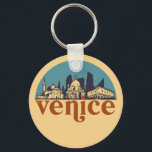 Venice Italy Retro City Skyline Cityscape Art Key Ring<br><div class="desc">Vintage and retro city design with beautiful skyline, tourist attraction and cityscape art. Cool skyscraper and building silhouette illustration merchandise for tourist and traveller. Perfect as souvenir to bring back home when travelling around the world. Save the memory of your travel and vacation with family and friends. Background colour can...</div>
